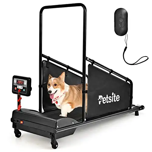 PETSITE Dog Treadmill, Pet Dog Running Machine for Small & Medium-Sized Dogs, Pet Fitness Treadmill with 1.4'' LCD Display Screen